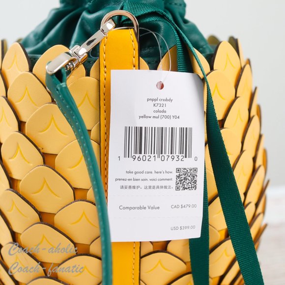 NWT Kate Spade Amazing Colada Novelty Pineapple Leather Crossbody Bucket Bag - Picture 8 of 12